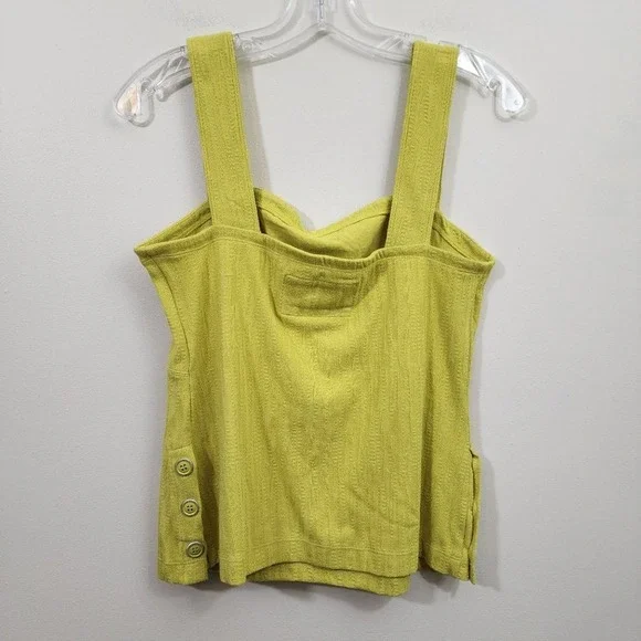 Anthropologie Maeve NWOT greeenish yellow woven button detail tank top size med - Picture 3 of 7